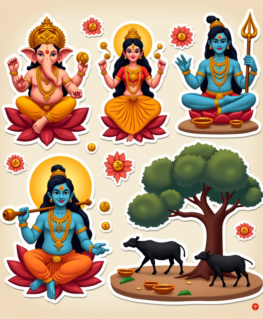 Indian Gods - Religious - Stickers Sheet v50
